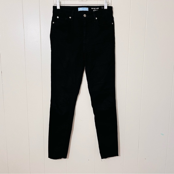 7 For All Mankind Jeans Women's The High Waist Ankle Skinny Black B(air) Sz27 - Picture 1 of 9